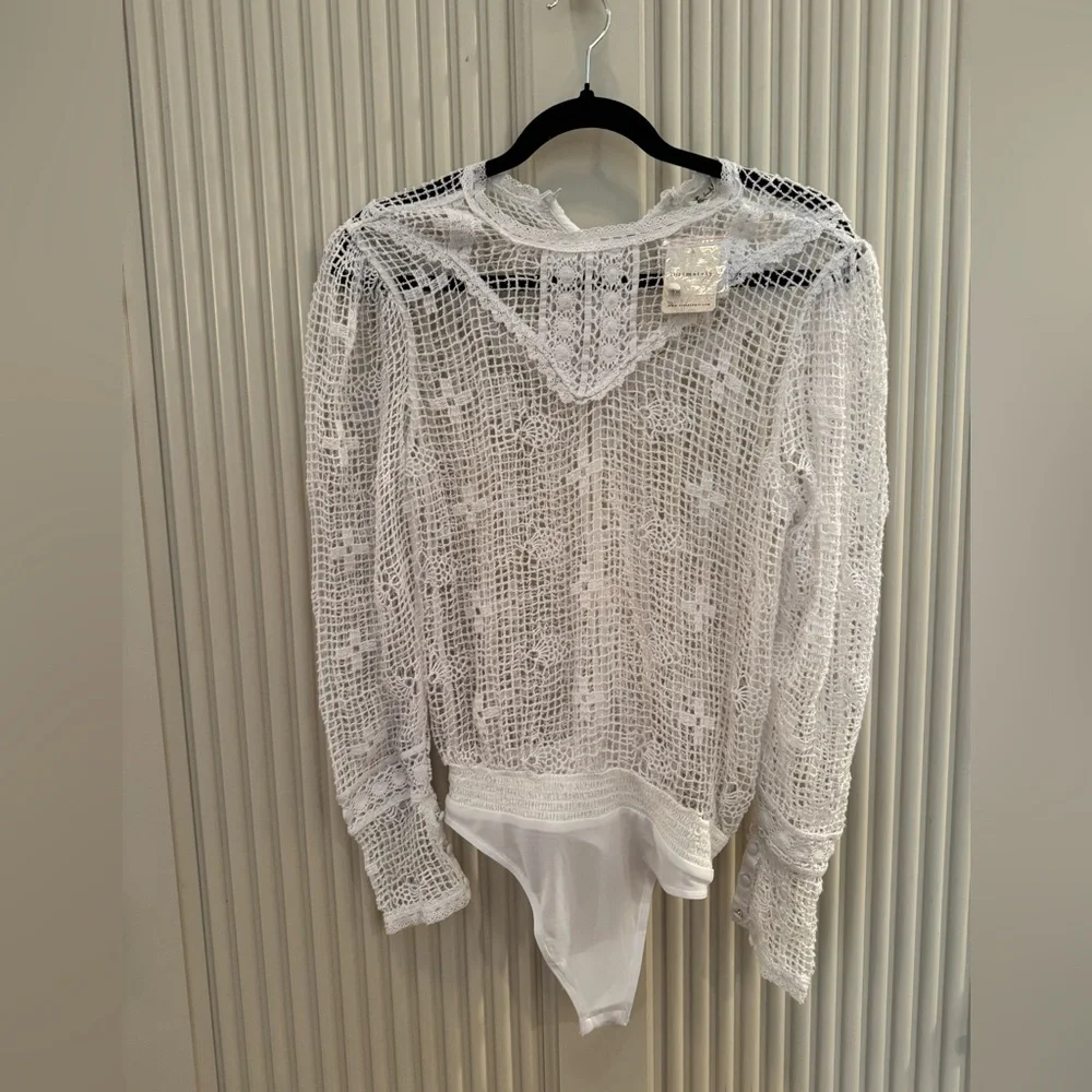 Free People intimately. Sheer White/Ivory Mesh body suit.NWT size small